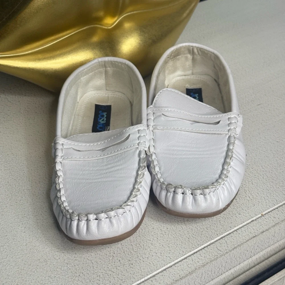 Kids White Dress Loafers